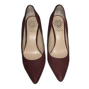 Vince Camuto Burgundy Textured Leather Pointed Toe Heels Size 6.5 VC-Kain